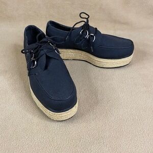 TUK Footwear Black Canvas Platform Shoe Sneaker Lace Up Women's Casual US 7 EUC